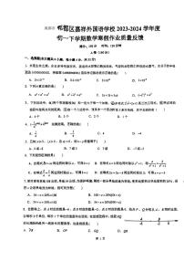 四川省成都市郫都区嘉祥外国语学校2023-2024学年下学期+七年级入学考试数学试题