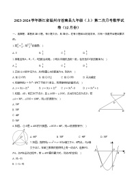 2023-2024学年浙江省温州市苍南县九年级（上）第二次月考数学试卷（12月份）（含解析）