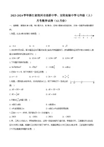 2023-2024学年浙江省杭州市高桥中学、安阳实验中学七年级（上）月考数学试卷（12月份）（含解析）