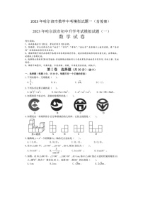 2023年哈尔滨市数学中考模拟试题一（含答案）