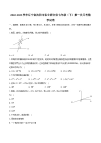 2022-2023学年辽宁省沈阳市私立联合体七年级（下）第一次月考数学试卷（含解析）