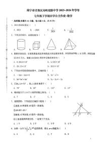 广西南宁市青秀区凤岭南路中学2023—2024学年下学期开学考试七年级数学试卷