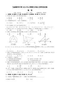 221，湖南省岳阳市弘毅新华中学2023—2024学年下学期九年级入学考试数学试题