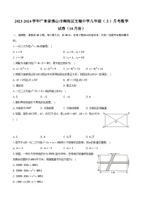 2023-2024学年广东省佛山市南海区文翰中学九年级（上）月考数学试卷（10月份）（含解析）