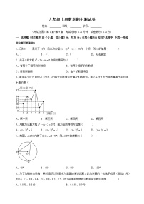 苏科版九年级上学期数学期中测试卷（含答案解析）