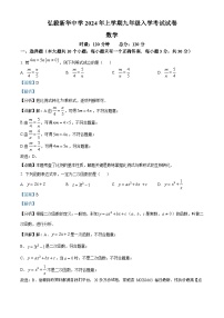 31，湖南省岳阳市弘毅新华中学2023-2024学年九年级下学期开学考试数学试题