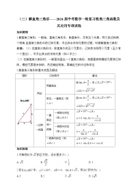 （三）解直角三角形——2024届中考数学一轮复习锐角三角函数及其应用专项训练(含答案)