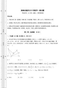 【历年真题】湖南省衡阳市中考数学一模试题（含答案及解析）