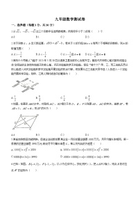 河南省鹤壁市浚县实验初级中学2023-2024学年九年级上学期11月月考数学试题