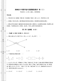 【难点解析】湖南省中考数学备考真题模拟测评 卷（Ⅰ）（含答案详解）