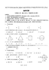 广西壮族自治区南宁市西乡塘区北湖北路学校2023-2024学年九年级下学期开学考数学试卷