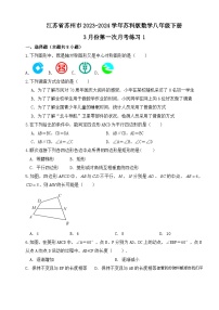 34，江苏省苏州市2023—2024学年苏科版数学八年级下册 3月份第一次月考练习1