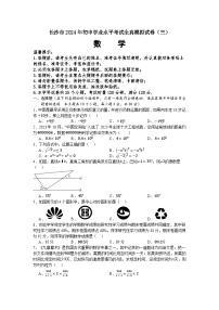 37，2024年湖南省长沙市 初中学业水平考试数学全真模拟（三）