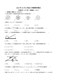 黑龙江省哈尔滨工业大学附属中学校2023-2024学年九年级上学期月考数学试题