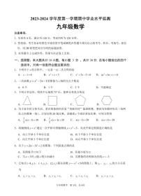 广东省韶关市新丰县2024届九年级上学期期中学业水平监测数学试卷(PDF版 含答案)