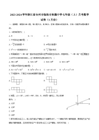 2023-2024学年浙江省台州市临海市东塍中学七年级（上）月考数学试卷（1月份）(含解析）