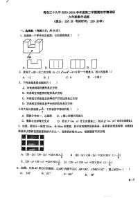 山东省青岛第三十九中学2023-2024学年下学期开学考试九年级数学试卷