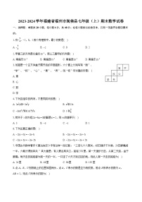 2023-2024学年福建省福州市闽侯县七年级（上）期末数学试卷（含详细答案解析）