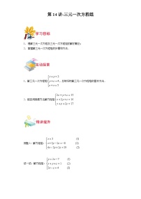 沪教版七年级数学上学期重难点精品讲义 第14讲-三元一次方程组(原卷版+解析)