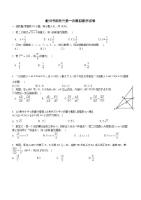 2024届蛟川书院初三第一次模拟数学试卷