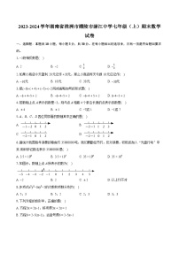 2023-2024学年湖南省株洲市醴陵市渌江中学七年级（上）期末数学试卷（含详细答案解析）