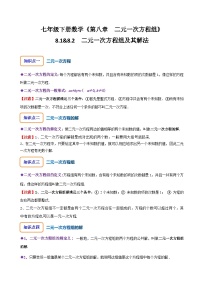 人教版七年级数学下册同步精讲精练8.1&8.2二元一次方程组及其解法(原卷版+解析)