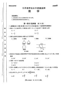 2024年陕西省部分学校九年级学业水平质量监测二模考试数学试题