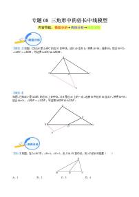 中考数学二轮复习几何模型重点突破讲练专题08 三角形中的倍长中线模型（2份打包，原卷版+教师版）