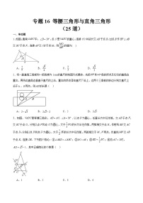 2023中考数学真题专项汇编特训 专题16等腰三角形与直角三角形(共25道)(原卷版+解析)