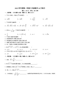 上海市徐汇区部分学校2023-2024学年八年级上学期月考数学试题()