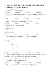 广西壮族自治区南宁市邕宁区2023-2024学年八年级上学期期中数学试题（原卷版+解析版）