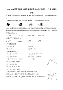 2023-2024学年天津教科院附属滨海泰达中学八年级（上）期末数学试卷(含详细答案解析)