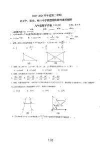 宁夏回族自治区吴忠市青铜峡市2023-2024学年九年级下学期3月月考数学试题