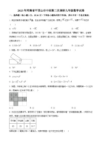 2023年河南省平顶山市中招第二次调研九年级数学模拟试题（原卷版+解析版）