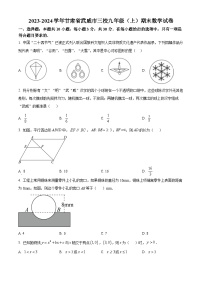 甘肃省武威市三校 2023-2024学年九年级上学期期末考试数学试题（原卷版+解析版）