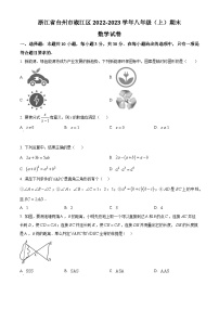 浙江省台州市椒江区2022-2023学年八年级上学期期末数学试题（原卷版+解析版）