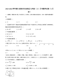 2023-2024学年浙江省杭州市余杭区七年级（上）月考数学试卷（1月份）（含解析）