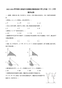 2023-2024学年浙江省温州市鹿城区南浦实验中学九年级（下）开学数学试卷(含解析）