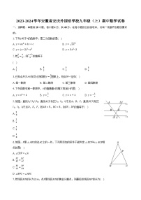 2023-2024学年安徽省安庆外国语学校九年级（上）期中数学试卷(含解析）