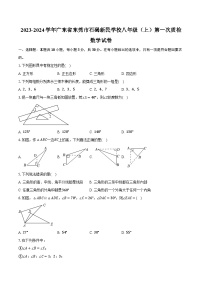 2023-2024学年广东省东莞市石碣新民学校八年级（上）第一次质检数学试卷(含解析）