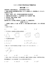 2023年山东省聊城市阳谷县二模数学模拟试题（原卷版+解析版）