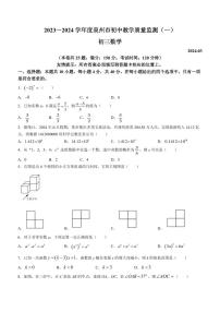 2024年福建泉州中考一模数学试题