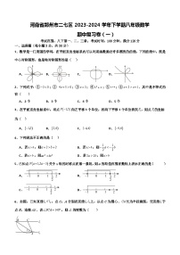 河南省郑州市二七区2023-2024学年下学期八年级数学期中复习卷（一）(含答案)