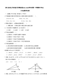 湖北省武汉市武昌区拼搏联盟2021—2022学年上学期期中考试八年级数学试卷(含答案)