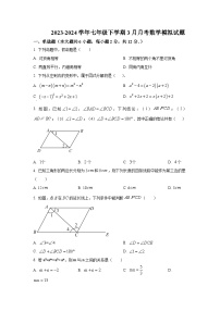 江苏省南京市江宁区竹山中学2023-2024学年七年级下学期3月月考数学模拟试题