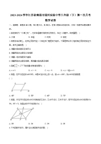 2023-2024学年江苏省南通市通州实验中学八年级（下）第一次月考数学试卷(含解析）