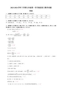 2024雅礼集团九下第一次月考数学试卷及参考答案