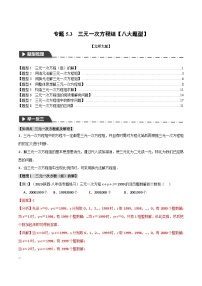 中考数学一轮复习专题5.3 三元一次方程组【八大题型】（举一反三）（北师大版）（解析版）