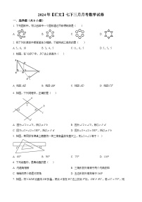 江苏省南京市金陵汇文中学2023-2024学年七年级下学期3月月考数学试题（原卷版+解析版）