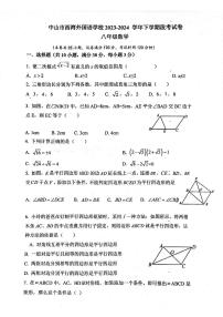 广东省中山市西湾外国语学校2023—2024学年下学期3月月考八年级数学试题